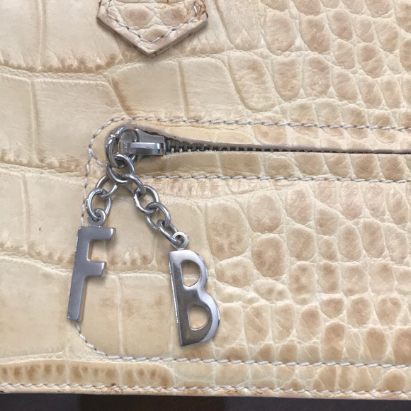 Francesco Biasia Croc Embossed Leather Satchel - Picture 4 of 8